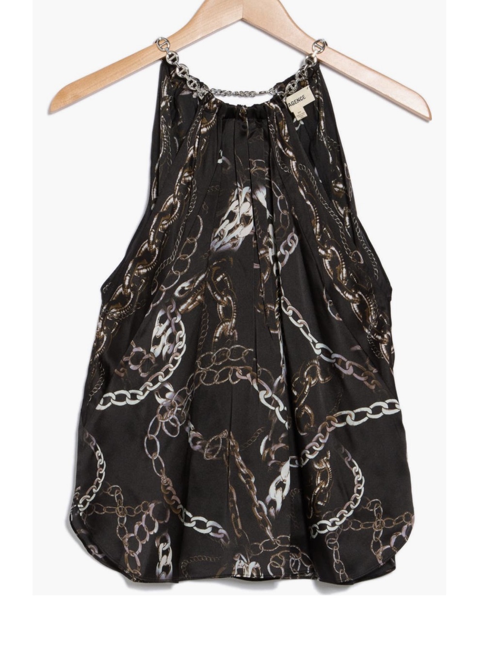 NWT L'AGENCE Black Chain-Print Halter Camisole